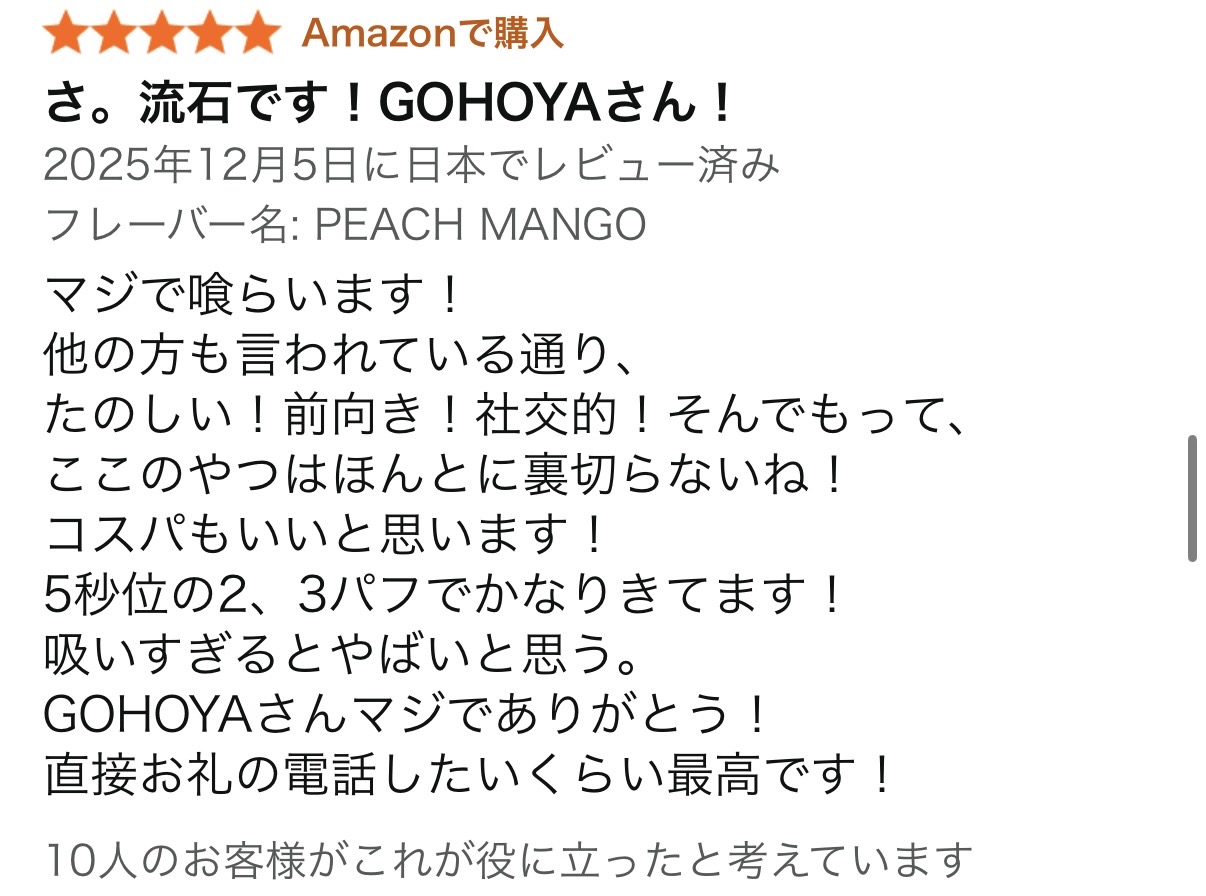 Amazon レビュー さ。流石です！GOHOYAさん！